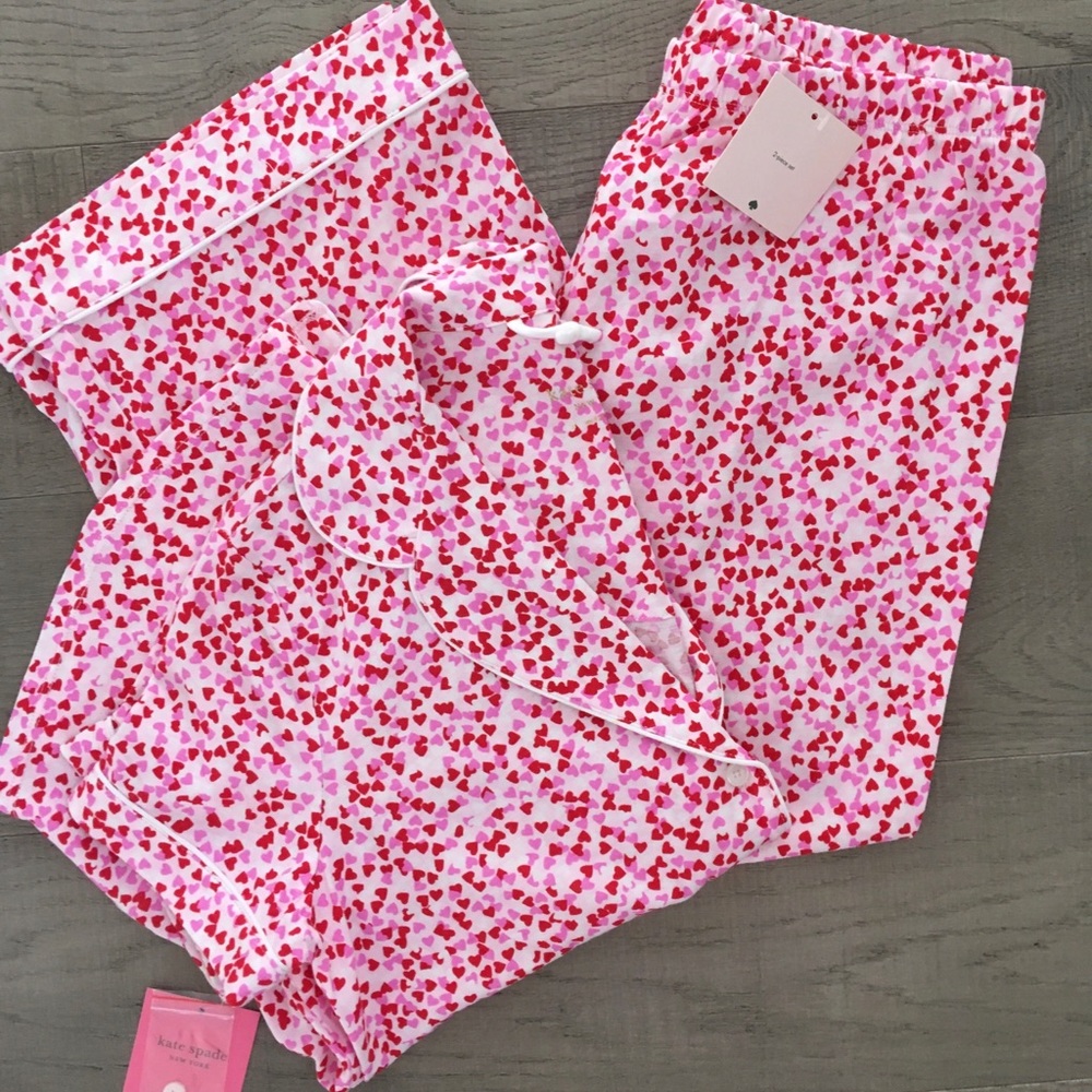NWT Kate Spade Heart Pajamas Set